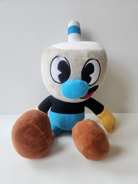 Mugman Cuphead Plush Toy - Blue, Brown, Yellow Large 20"
